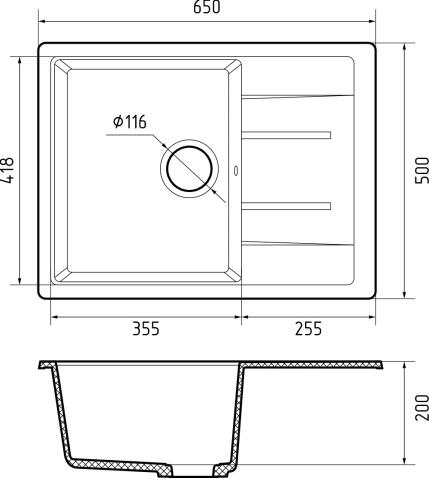 Кухонная мойка GRANFEST QUADRO Q-650L графит