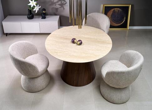 Стол обеденный HALMAR PIREUS травертин/орех 120