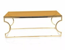 Стол журнальный SIGNAL KENZO A дымчатый янтарь/золотой, 120/60