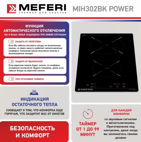 Варочная панель индукционная MEFERI MIH302BK POWER