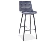 Стул барный SIGNAL CHIC H-1 Velvet Bluvel 14 серый/черный