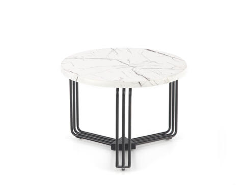 Стол журнальный HALMAR ANTICA M белый мрамор/черный, 55/41
