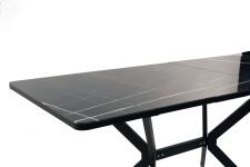 Стол ВВР Миллер Мрамор черный 3/черный №7, стекло 120-160/80
