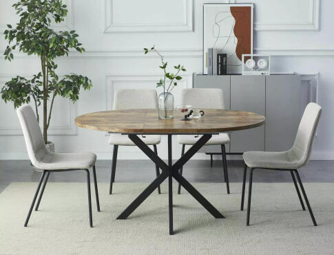 Стол обеденный SIGNAL GASTON орех винтажный/черный мат 100-135/100