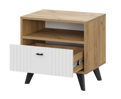 Тумба прикроватная SV-МЕБЕЛЬ (МС Милан К) Дуб Золотой/Белый Матовый