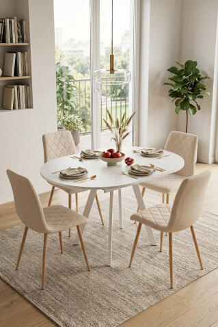 Стол ВВР Элип-2 Мрамор марквина белый/белый профиль