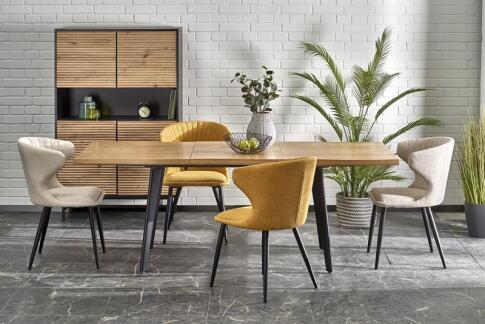 Стол обеденный HALMAR DICKSON 2 дуб натуральный/черный 150-210/90