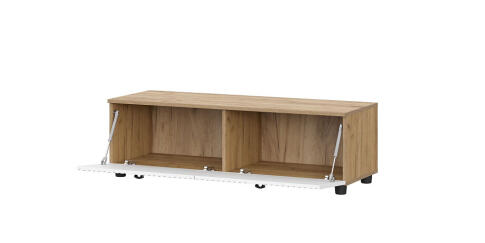 Тумба для ТВ SV-МЕБЕЛЬ (МС Милан К) Дуб Золотой/Белый матовый, со створками