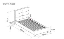 Кровать SIGNAL SIERRA Velvet Bluvel 28 бежевый/дуб, 90/200