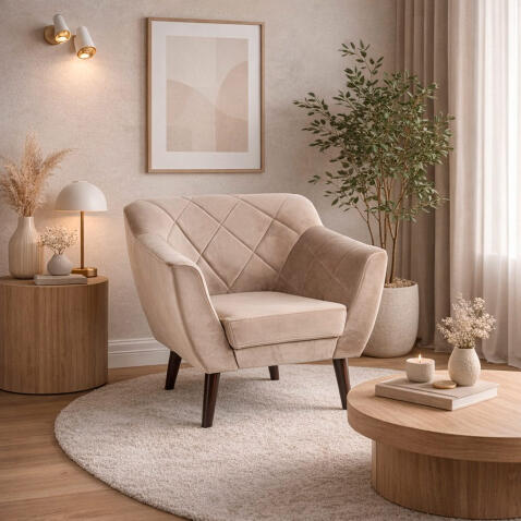 Кресло SIGNAL KARO 1 Velvet Bluvel 40 темно-бежевый/венге