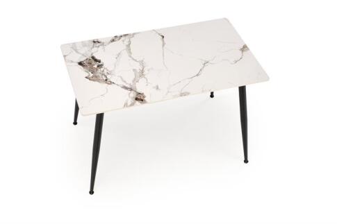 Стол обеденный HALMAR EMILIO белый мрамор/черный 140/80