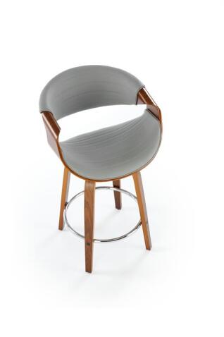 Стул барный HALMAR H123 серый/орех