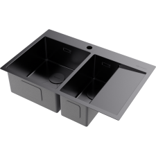Кухонная мойка из нержавейки Omoikiri Akisame 78-2-GM-L вороненая сталь