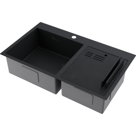 Кухонная мойка из нержавейки Omoikiri Akisame 86-2-GB Side графит
