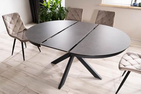 Стол обеденный SIGNAL PORTO Ceramic темно-серый мрамор/черный мат 120-160/120