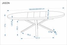 Стол обеденный HALMAR JASON орех/черный 180-300/100