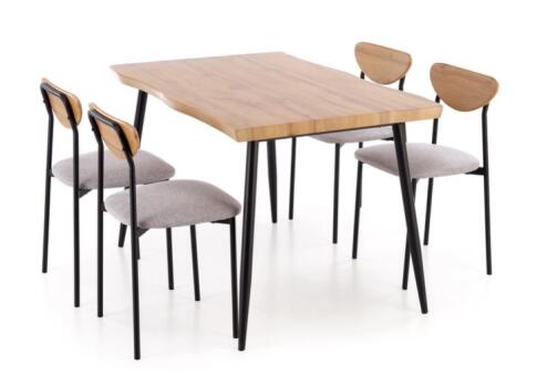 Комплект HALMAR DICKY (стол+ 4 стула) натуральный/черный/серый