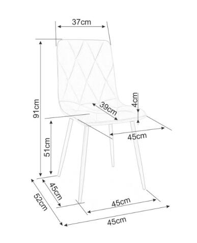 Стул SIGNAL TOM Velvet Bluvel 03 светло-серый/черный