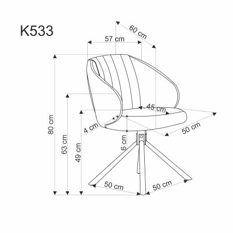 Стул HALMAR K533 серый/черный, поворотный