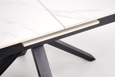 Стол обеденный HALMAR PLATAN белый мрамор/черный 140-180/85