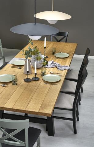 Стол обеденный HALMAR FIESTA дуб натуральный/черный 200-280/100