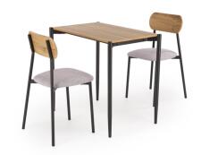 Комплект HALMAR NANDO (стол+ 2 стула) натуральный/черный/серый