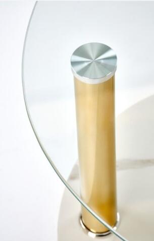 Стол журнальный HALMAR DUCAT S белый мрамор/прозрачный/золотой