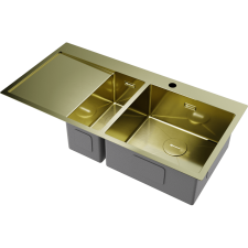 Кухонная мойка из нержавейки Omoikiri Akisame 100-2-LG-R светлое золото