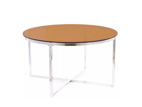 Стол журнальный SIGNAL CRYSTAL A дымчатый янтарь/серебряный, d80