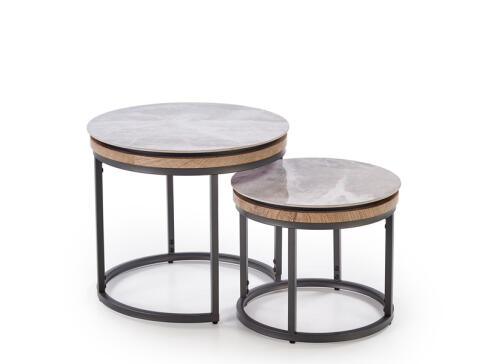Комплект HALMAR ITAKA (2 стола журнальных) серый мрамор/графит