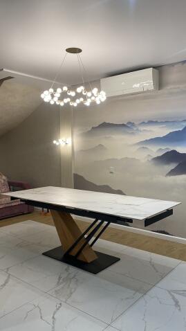 Стол обеденный SIGNAL GENESIS белый/дуб 160-220/90