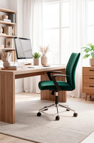 Кресло компьютерное HALMAR DORAL темно-зеленый/хром