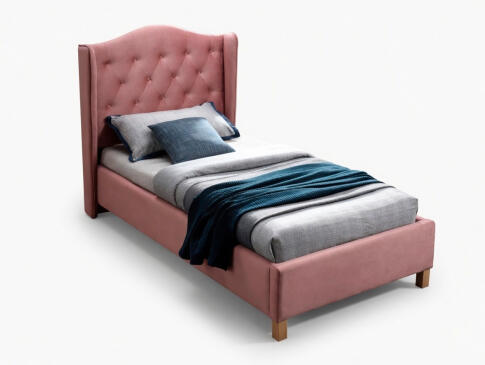 Кровать SIGNAL ASPEN Velvet Bluvel 52 античный розовый/дуб 90/200