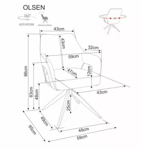 Стул SIGNAL OLSEN Leo 32 темно-бежевый/кашемир, поворотный