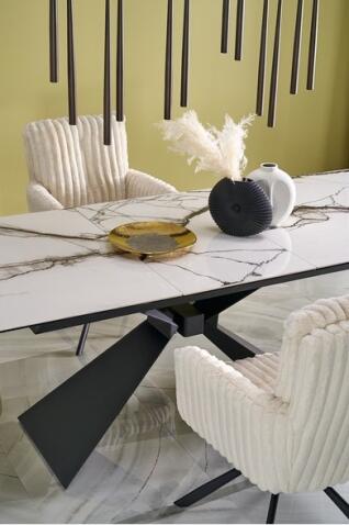 Стол обеденный HALMAR LUCIANO белый мрамор/черный 180-230/90