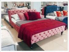 Кровать SIGNAL HERRERA Velvet Bluvel 52 античный розовый/венге 160/200