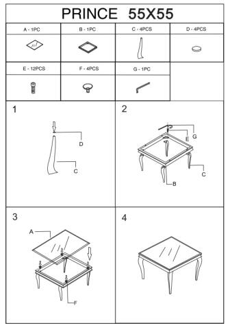 Стол журнальный SIGNAL PRINCE B черный/хром 55/55