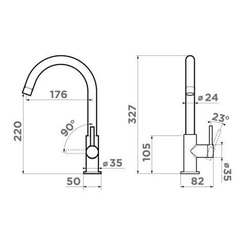 Смеситель для кухни Omoikiri Shinagawa Slim BN нержавеющая сталь