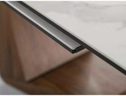 Стол обеденный SIGNAL BONUCCI Ceramic Statuario Venato белый/орех 200-250/98