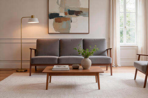 Диван HALMAR MILANO 3S tap. Castel 93 серый/орех