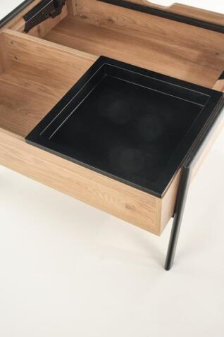 Стол журнальный HALMAR PODIUM натуральный/черный, 85/80/43-64