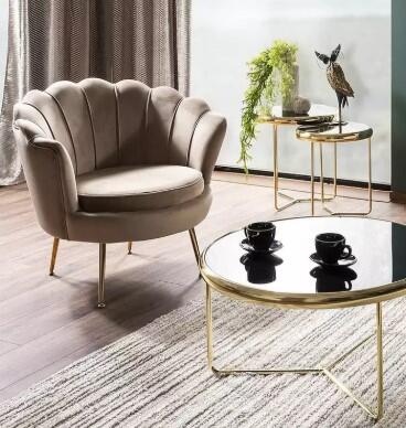 Кресло SIGNAL CAMELLIA Velvet Bluvel 28 бежевый/золотой