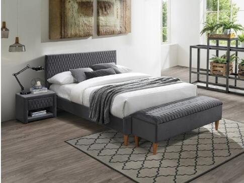 Кровать SIGNAL AZURRO Velvet Bluvel 14 серый/дуб 160/200