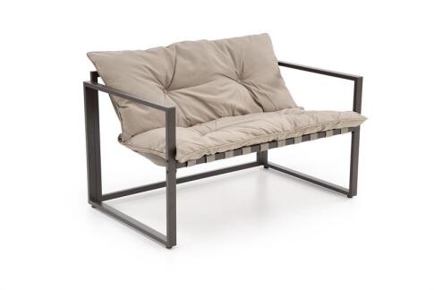 Комплект HALMAR SHARK (софа + 2 кресла + стол журнальный) черный/капучино