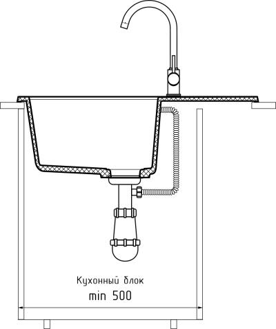Кухонная мойка GRANFEST QUADRO Q-650L иней