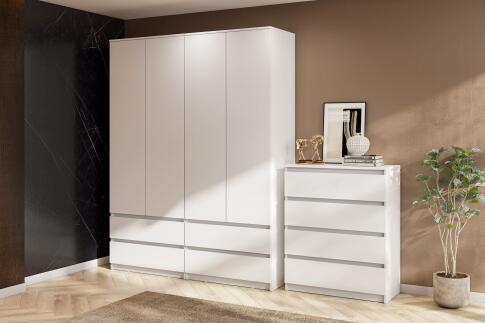 Комод NN Мебель (МС Денвер К) Белый, 4 ящ. SAFE