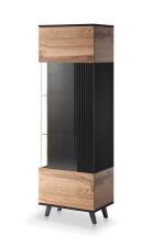 Шкаф-витрина HALMAR RANDOM W-1 дуб вотан/черный
