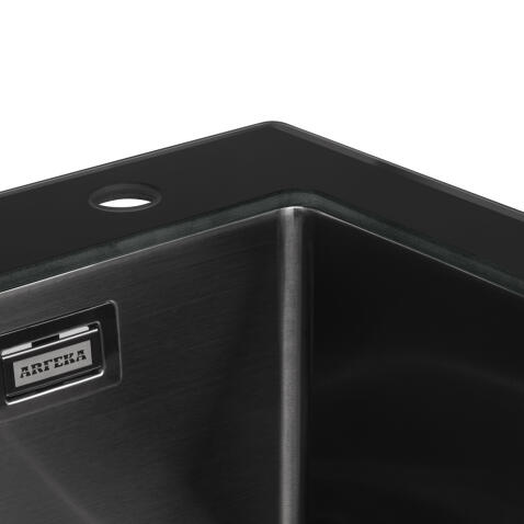 Мойка ARFEKA ECO AR 500*500 GS BLACK GLASS + BLACK PVD NANO