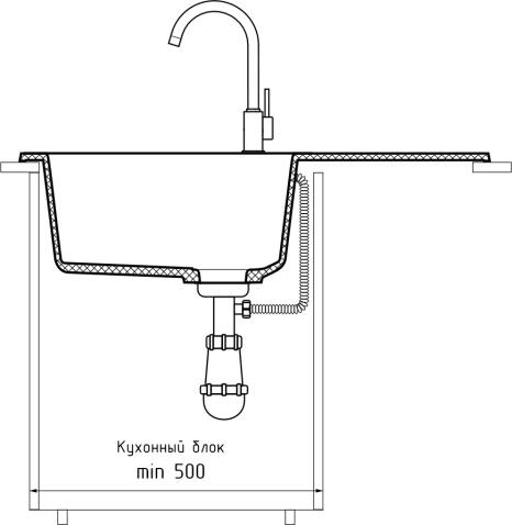 Кухонная мойка GRANFEST RONDO R-750L графит