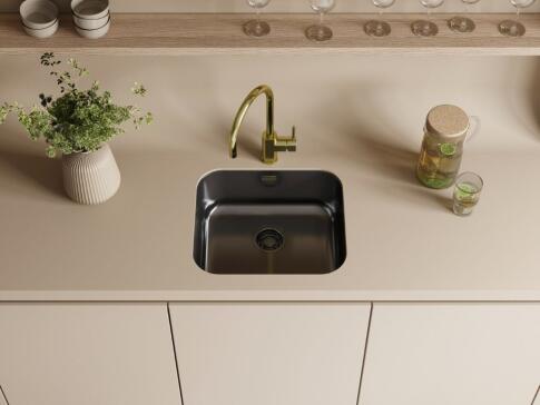 Кухонная мойка из нержавейки Omoikiri Omi 49-U/I-GM вороненая сталь